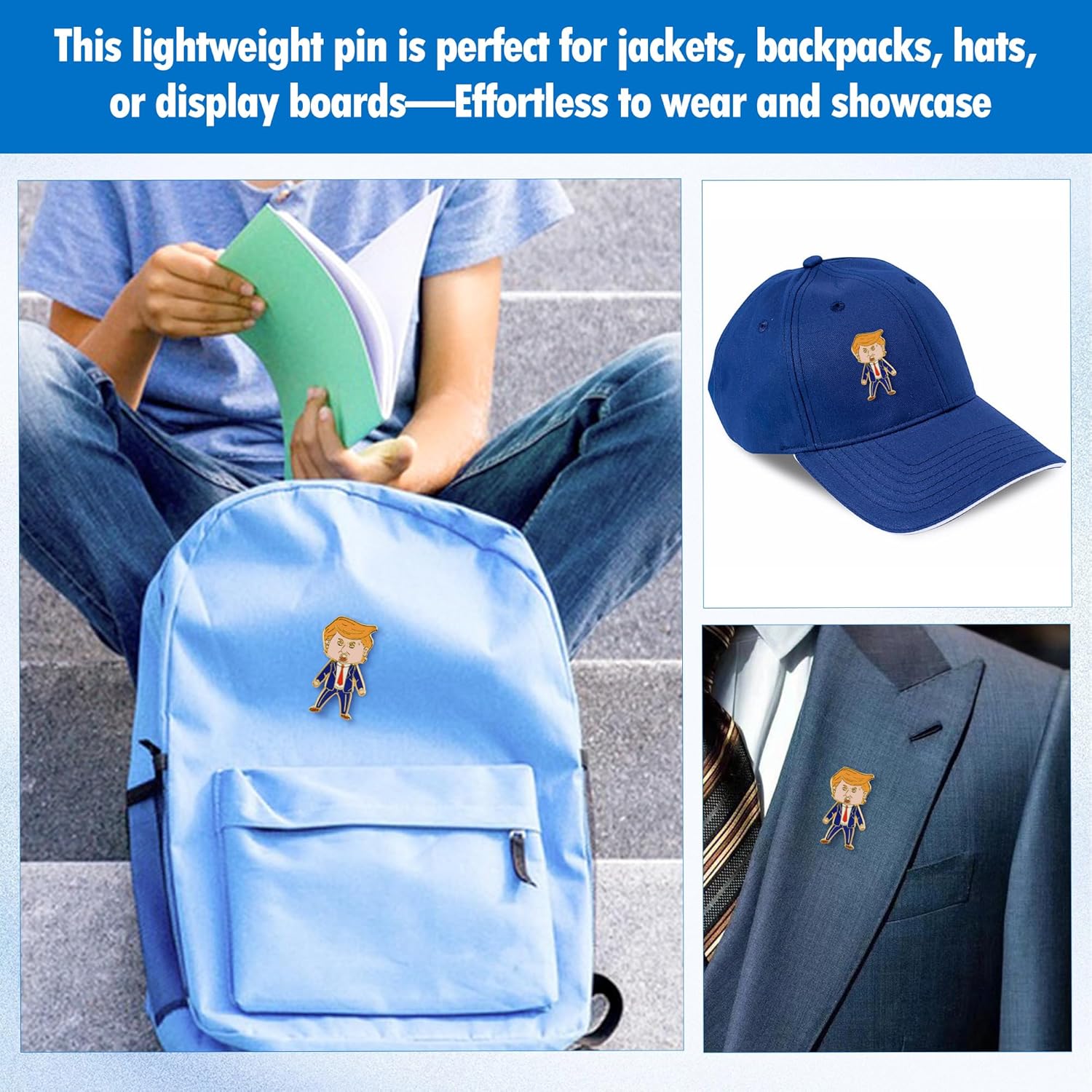 Happy Trump Pin,Happy Trump Lapel Pin, Premium Enamel Pins for Backpack Hat Bags Jacket Coat Badge - Image 4