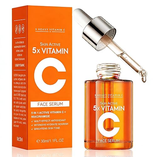 Suero facial de vitamina C al 20% con ácido hialurónico y niacinamida, fórmula antienvejecimiento para aumentar el colágeno, hidratar y rellenar la