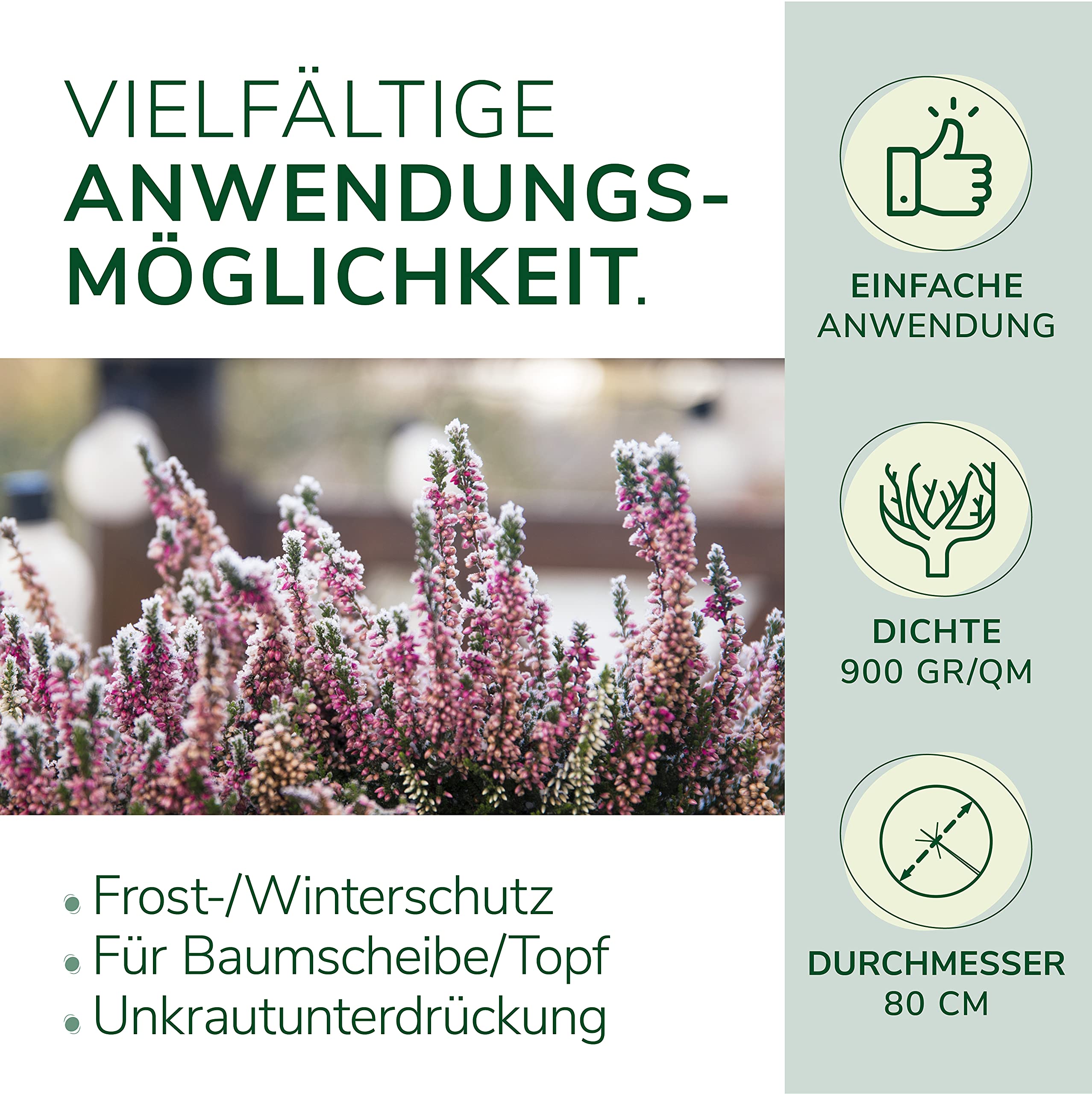 Natursache Kokosdisk, 5 Stück, Ø 80cm, Winterschutz für Pflanzen, mit Latex Beschichtung