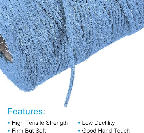 Miniatura 3 de MECCANIXITY Cordel de jardín de 328 pies, cuerda de yute artesanal de 0.079 pulgadas para obras de arte, manualidades, envoltura de regalos, azul