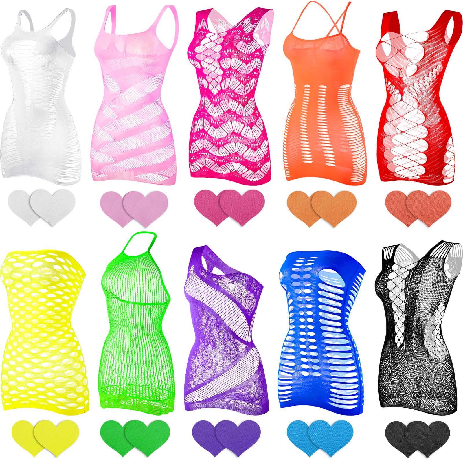 HaysandyWomen's Fishnet Lingerie Fishnet Bodysuit Lingerie Sleepwear Bodysuit Lace Smock for Women Couple Dating Nightwear
