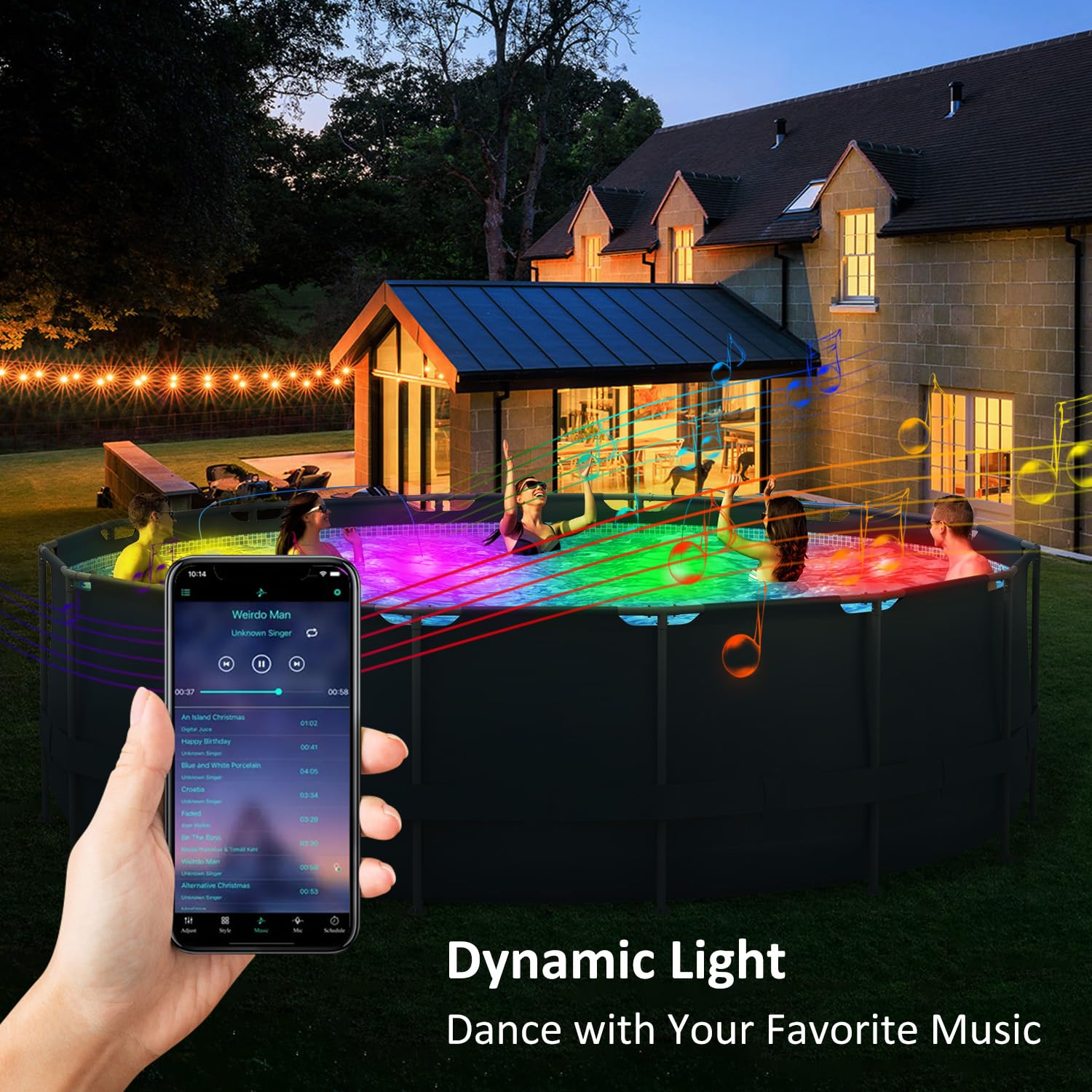 Lampe Piscine Submersible LED RGB IP68 - Contrôle APP Et Télécommande - 6V, 16 Millions De Couleurs - Pour Fontaine, étang - 2