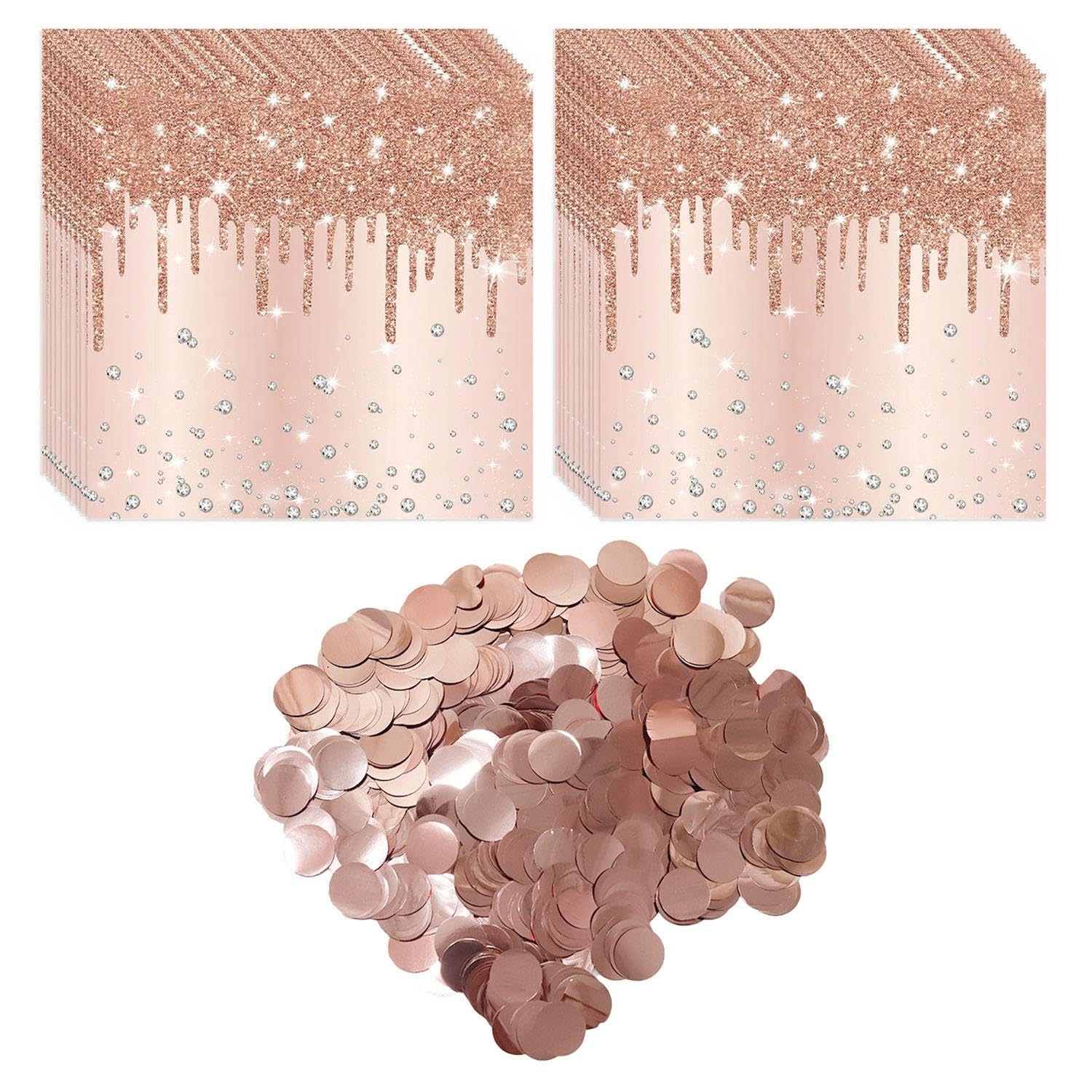 RNSKFG 40 Sheets Of Napkins And 10G Round Sequin Confetti, Shiny Tissues, Party Decorations, Dining Table Decoration Accessories.