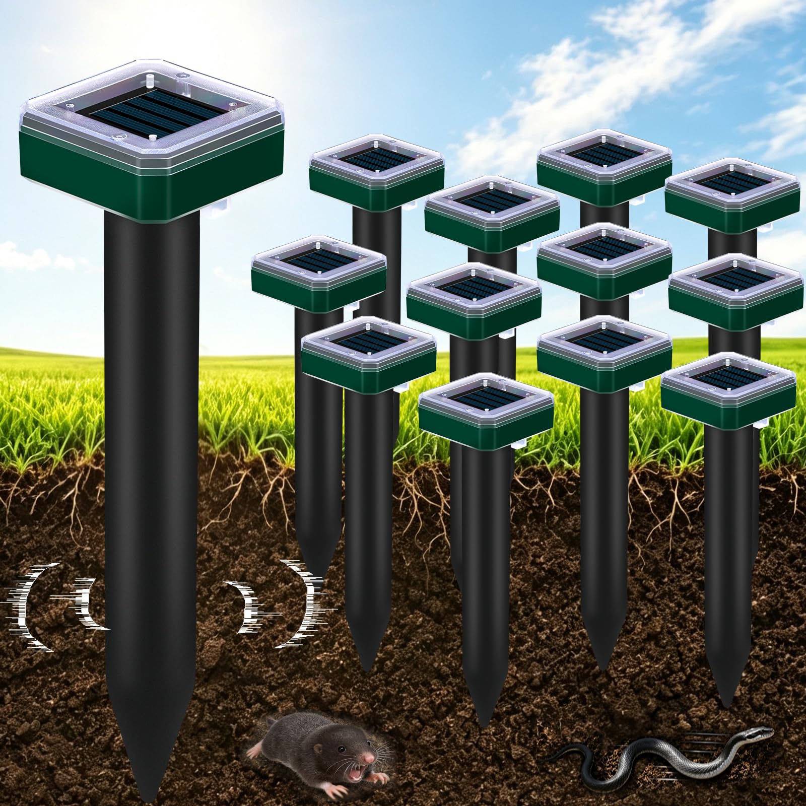 Photo 1 of Tirgo Ultrasonic Solar Powered Mole & Snake Repellent Stake (12 Pcs)