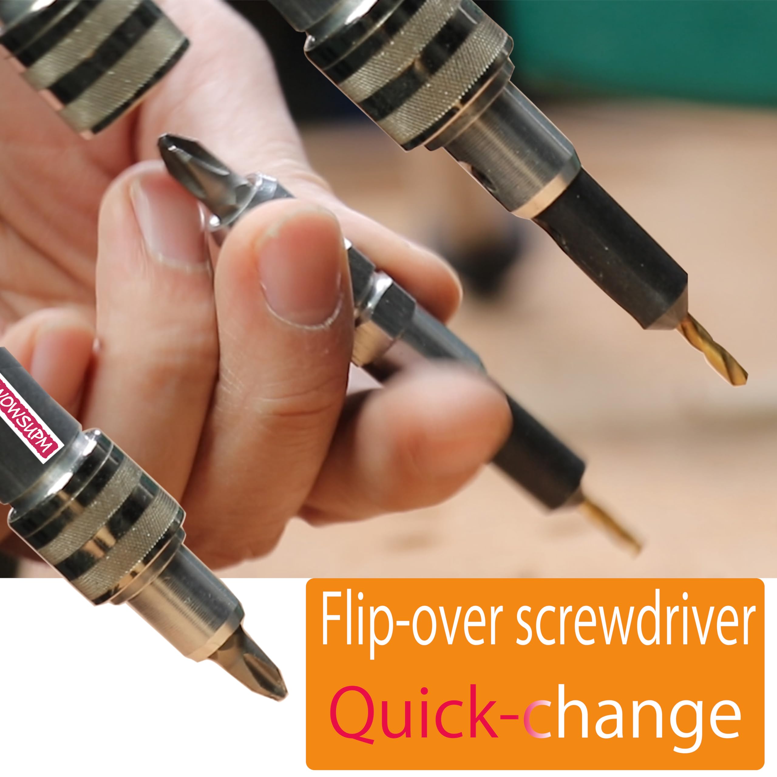 WOWSUPM 19 Pcs Quick Change Countersink Drill Bit Set Flip-over Driver Set including Screwdriver Bits for Wood - Image 4