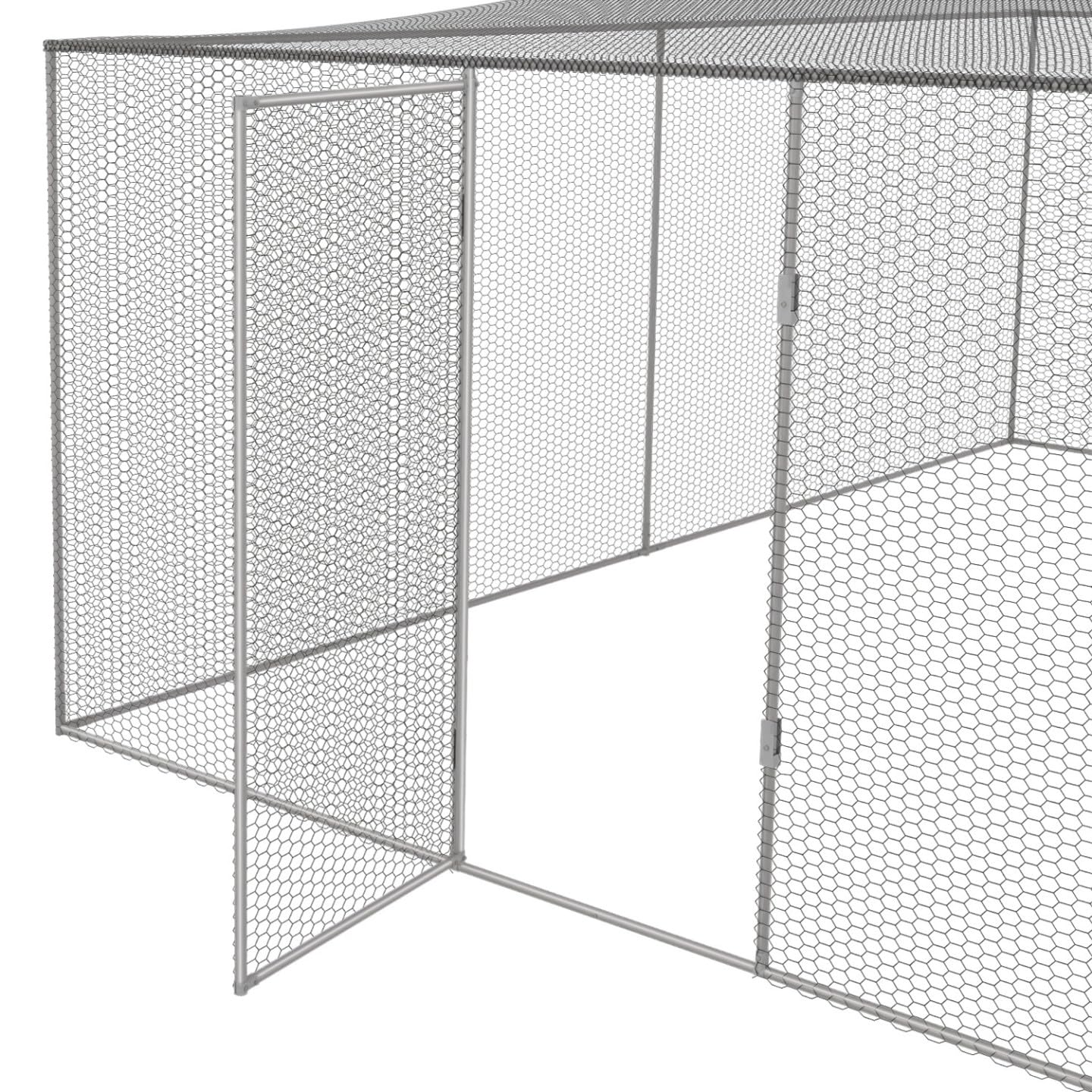 IDMarket - Voladera de 12m², jaula para aves 3x4M, parque con rejilla, techo con malla, acero galvanizado