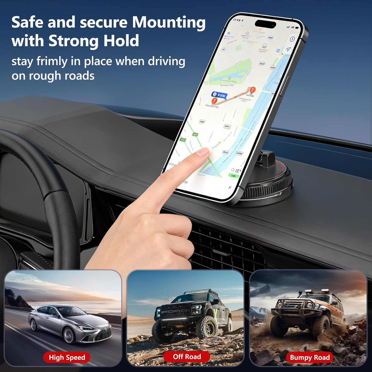 Car Phone Holder Mount, 108LBS Vacuum Suction for MagSafe Car Mount, 3000gf Magnetic 360° Adjustable Carbon Fiber Phone Holders for Your Car for iPhone 17 Pro Ma/17/16/15/14/13/12, Desk & Gym