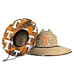 FOCO Mens Ncaa College Team Logo Floral Lifeguard Beach Sun Straw Hat, Team Logo
