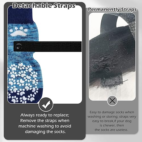 Miniatura 5 de EXPAWLORER - Calcetines antideslizantes para perros, evitan que se laman las patas, para pavimento caliente, pisos de madera, botines para perros