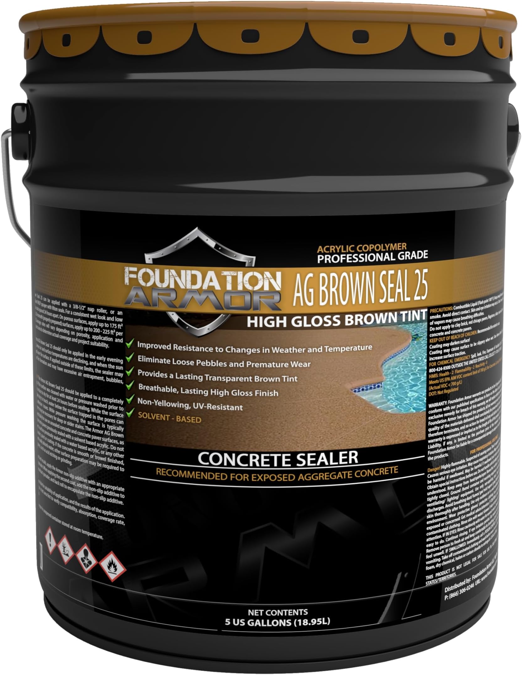 Armor AG Brown Seal 25 Brown Tinted Exposed Aggregate Sealer