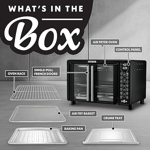 Miniatura 4 de Gourmia Combo de freidora de aire para horno tostador 17 preajustes de cocción 1700W puerta francesa horno freidora de aire digital accesorios de