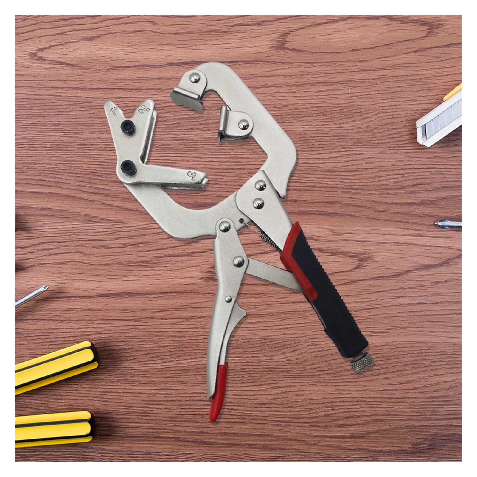 Pinza a Morsetto C 2 in 1, Pinza Resistente, Regolabile, Angolo retto, per Saldatura, carpenteria, Lavorazione del Legno, Morsetto a Morsetto con Foro Tascabile.