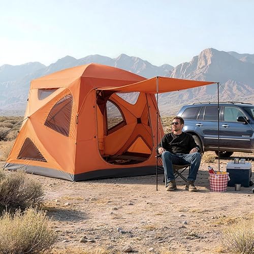 Miniatura 5 de TIMBER RIDGE Camping Tent, 4 Person Instant Pop Up Hub Tent with 8 Windows, Easy 60 Second Setup, Weather Resistant Family Cabin Tents with Rain Fly