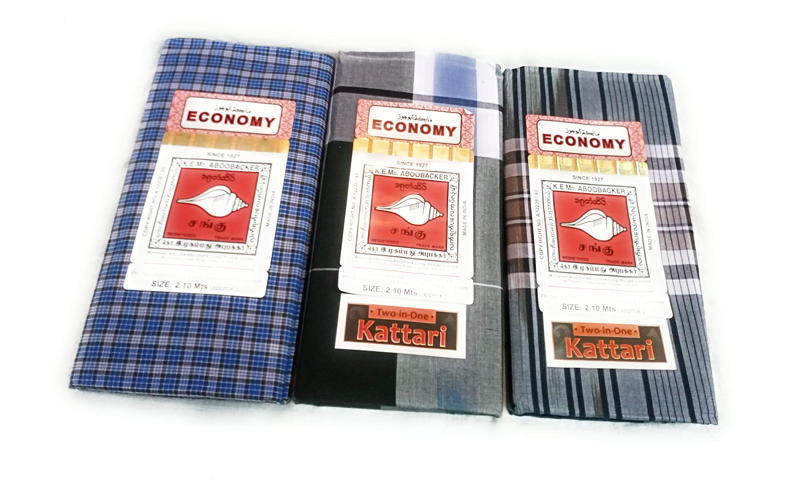 cotton colors SANGU MARK Men's Cotton Lungies - Pack of 3 (Multicolour, Free Size)_ATBA114-picture-47
