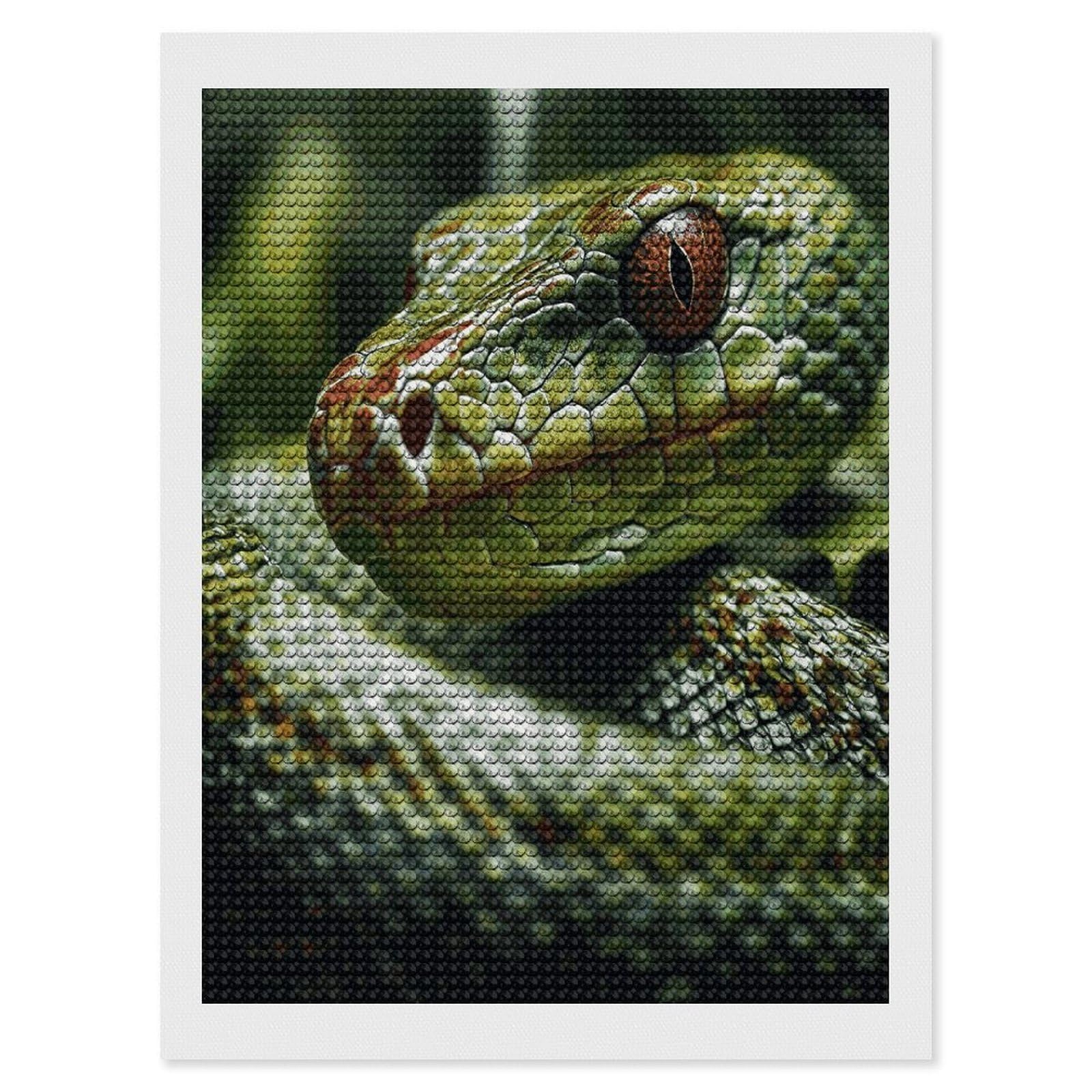 FekiLoot Green Snake Diamond Art Kits for Adults Diamond Painting Kits for Beginners DIY Diamond Art Kits Round Full Drill Diamond Dot Gem Painting for Home Wall Decor Gift 12"x16"