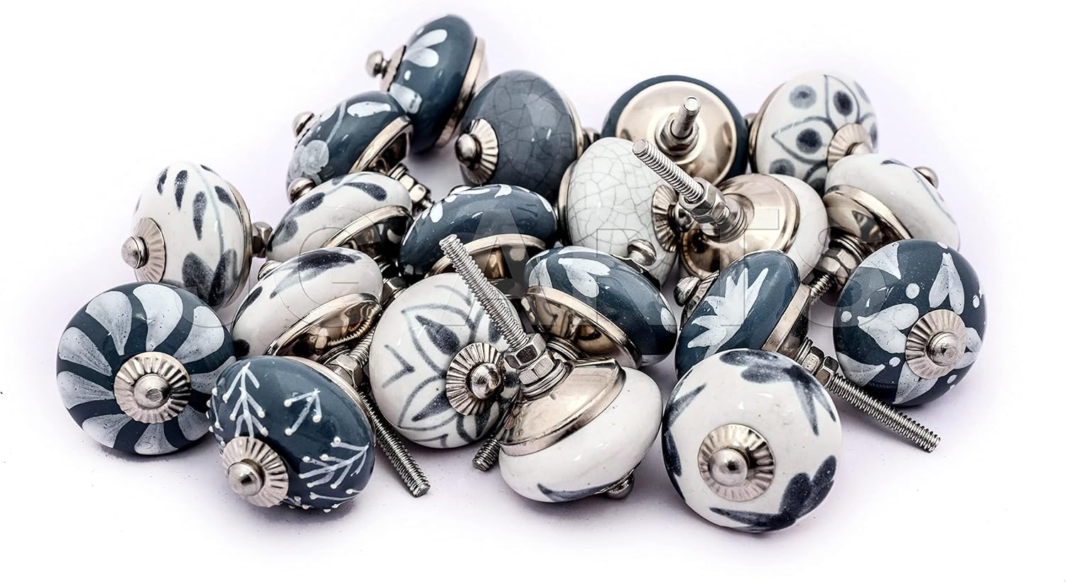 JGARTS 20 Grey & white Cream Ceramic pottery Door knobs Handle