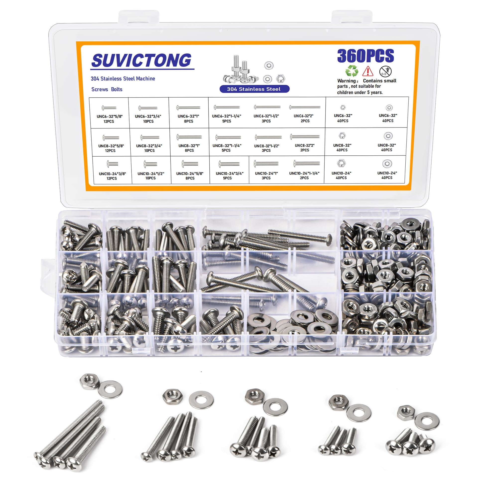 Stainless Steel Machine Screws - 990 Piece Assortment Kit -8