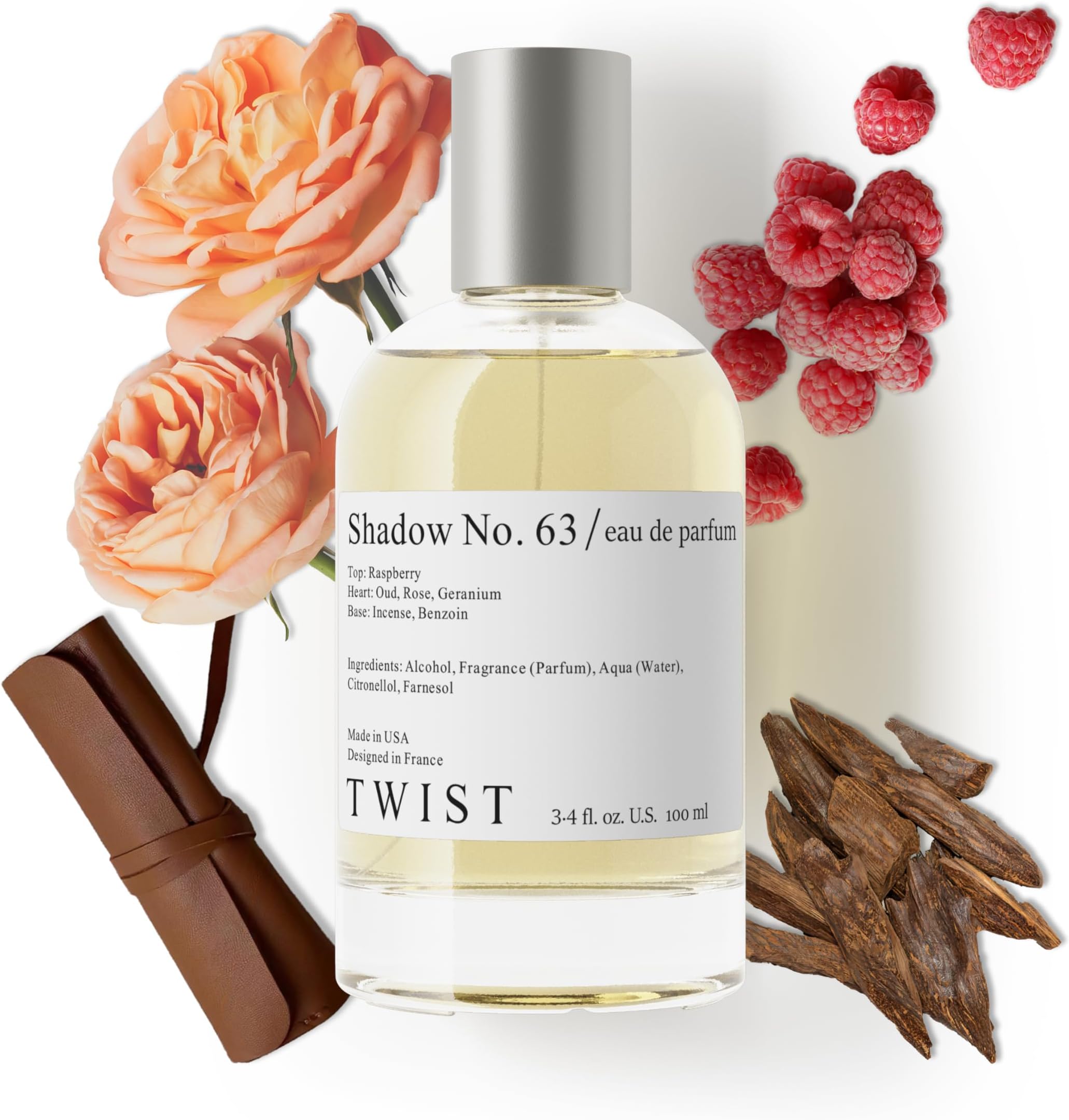 Twist Shadow No. 63 - Eau De Parfum Inspired by LV Ombre Nomade, Long-Lasting Perfume For Women & Men, Paraben Free, Vegan, Clean Ingredients, Unisex, Fragrance - Spray 100 ml | 3.4 fl. oz.
