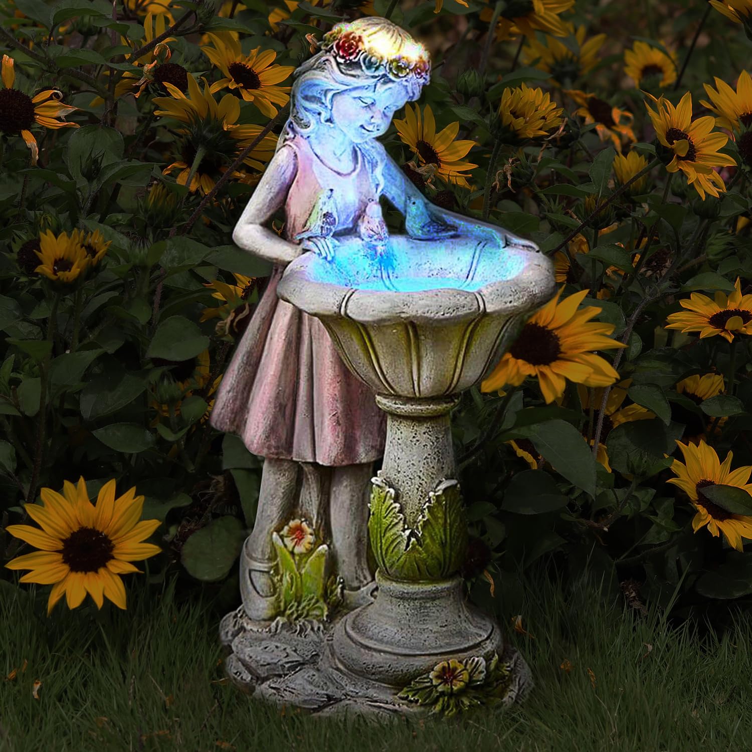 Fairy Garden Statue, Solar Garden Angel Figurine Outdoor Decoration Waterproof Resin Angel Sculpture for Patio Yard Lawn Porch Art Decoration Ornament Housewarming Christmas Birthday Gift