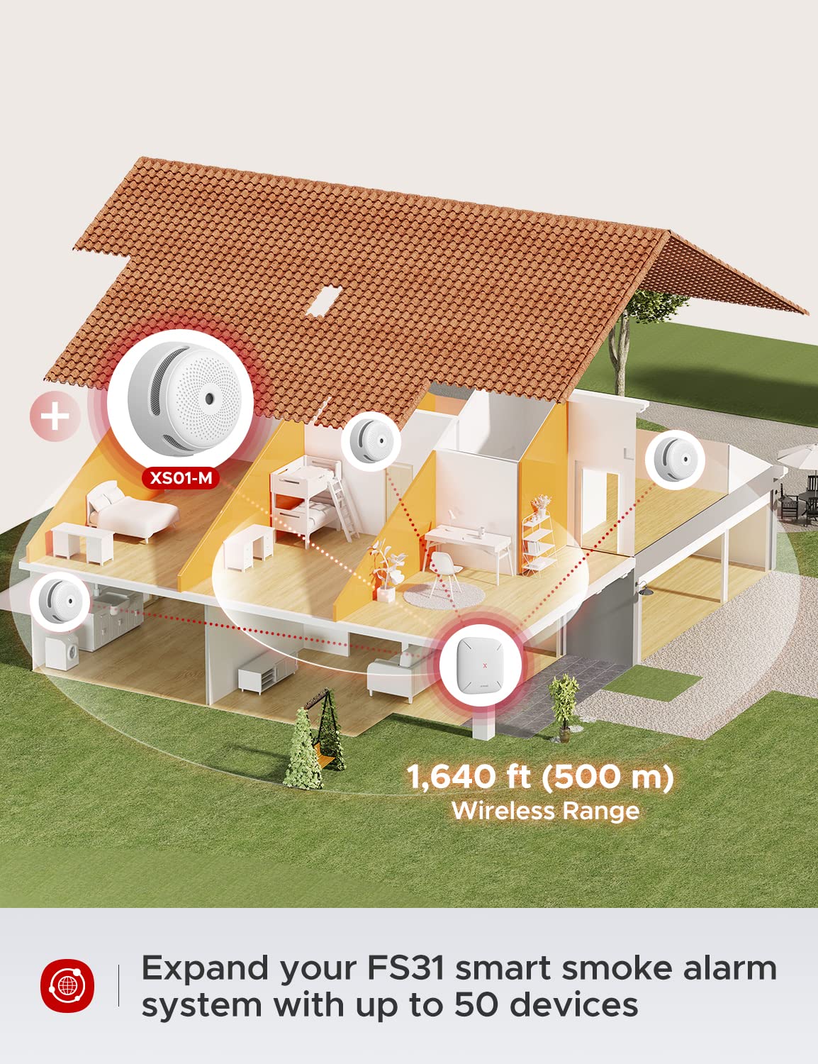 X-Sense Wi-Fi Smoke Alarm Detector Requires Base Station SBS50, Compatible with the X-Sense Home Security App - Image 2