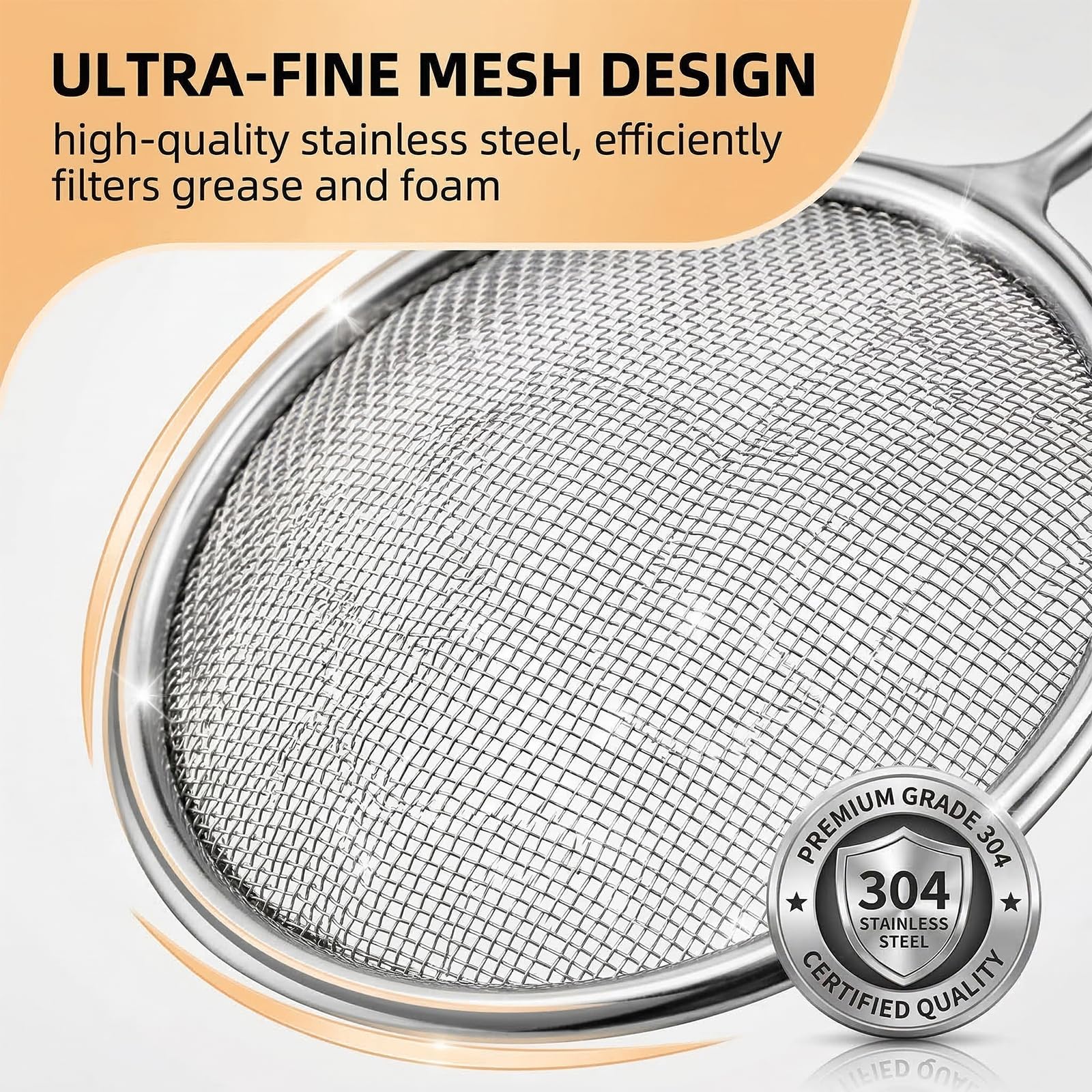 espumadera resistente al óxido colador acero inoxidable de 10cm espumadera acero inoxidable con mango colador de malla fina para separar grasa espuma y residuos en cocción frita y guisos