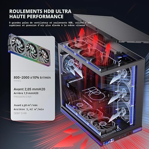 TZMRIT Interstellar-V2SE-Ultra 120mm PC Fan, ARGB PWM 2000RPM / 55CFM Airflow, Forward and Reverse Blade Design, Precision HDB Bearing, High Performance Unit PC Fan, Modular Daisy Chain (BKRF) - 6