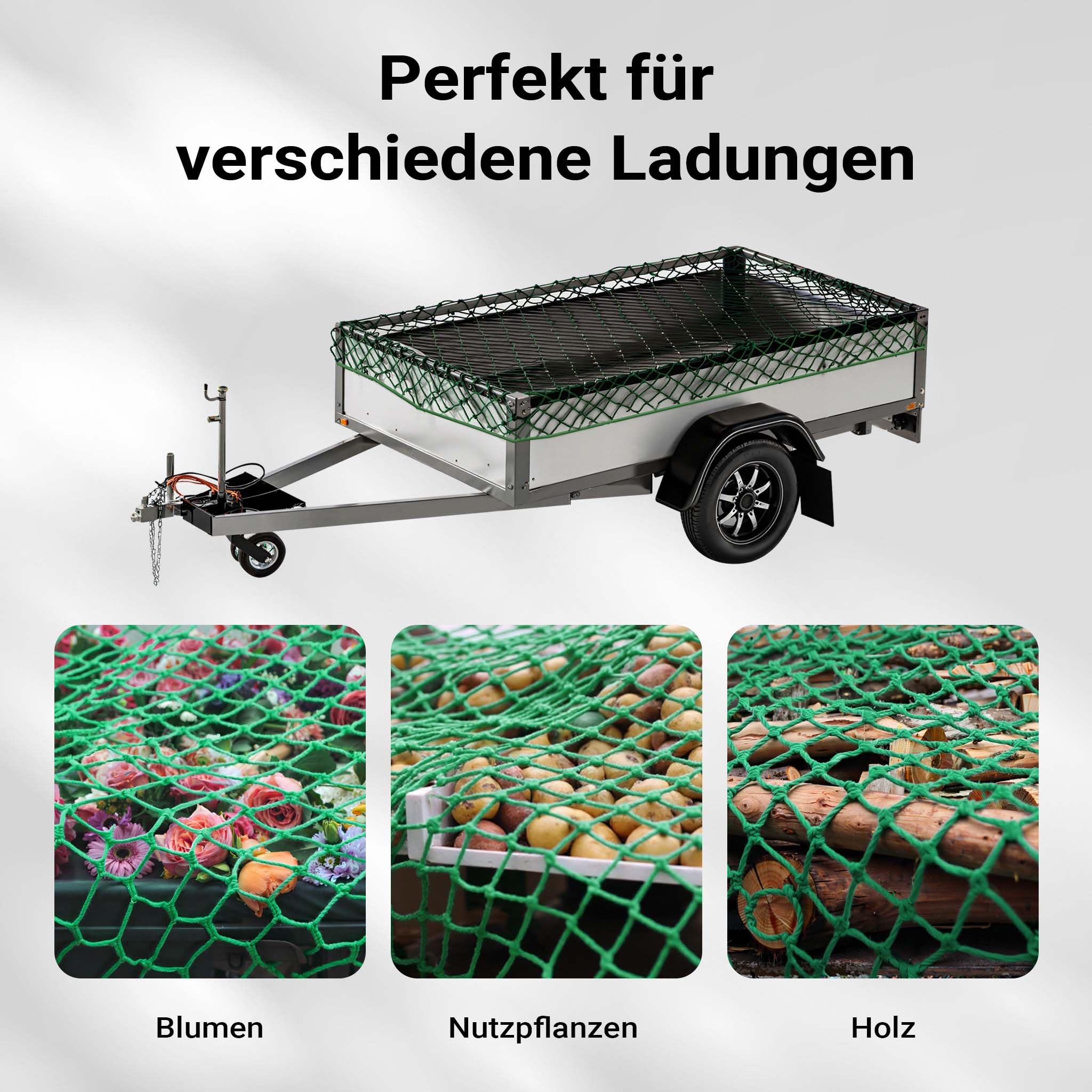 Wiltec Rete ferma carico per trasporto su rimorchio 4 x 4 m maglie 45x45 mm Rete di sicurezza