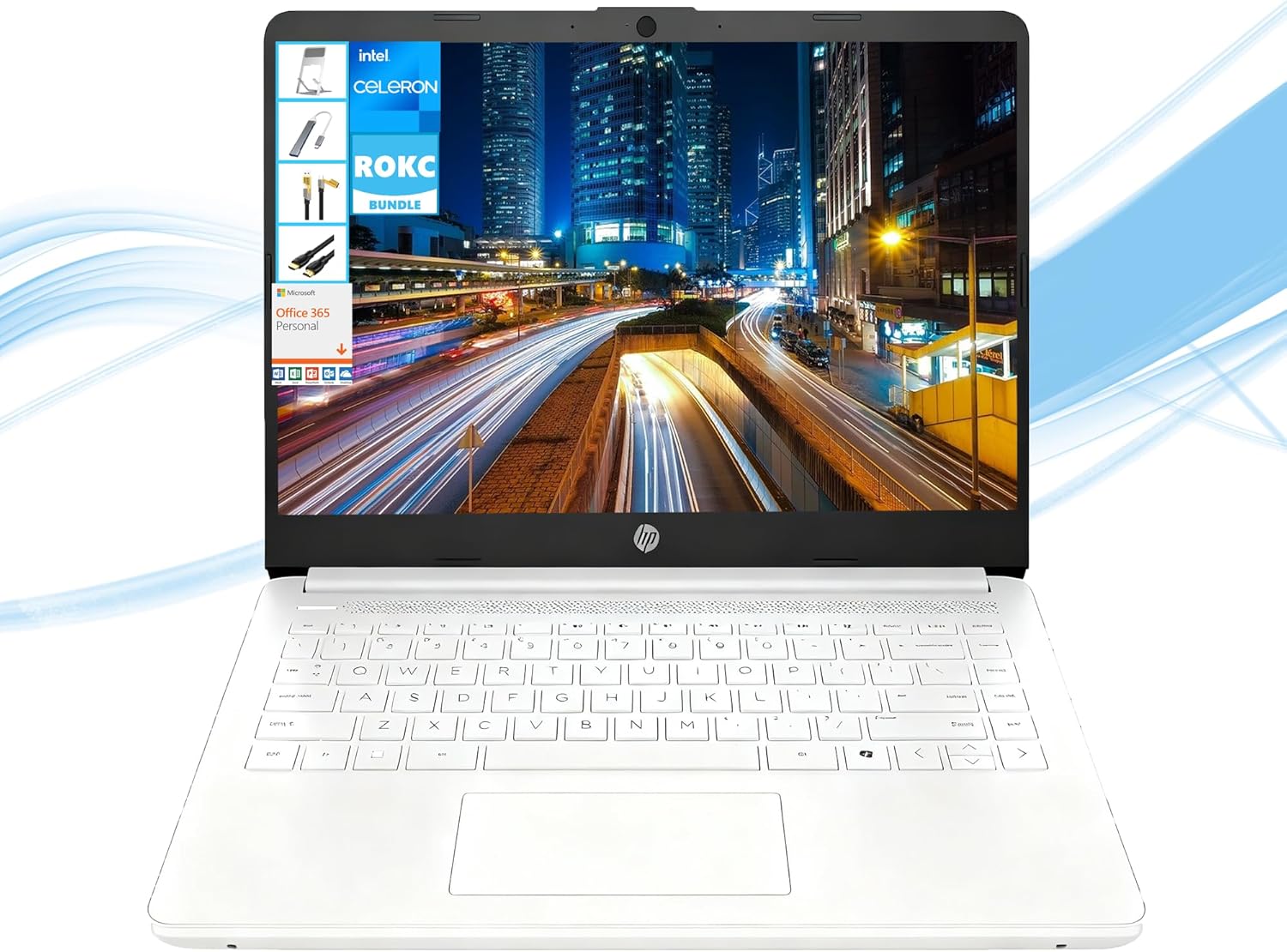 HP 14" HD Laptop with Microsoft Office and 1TB Cloud Storage (1-Year)| 16GB RAM| 128GB SSD | Intel 4-Core CPU(Beat i3-10110U)| Ultra Light| Wi-Fi| Bluetooth Webcam| Windows 11| RK Bundle|Rose Gold