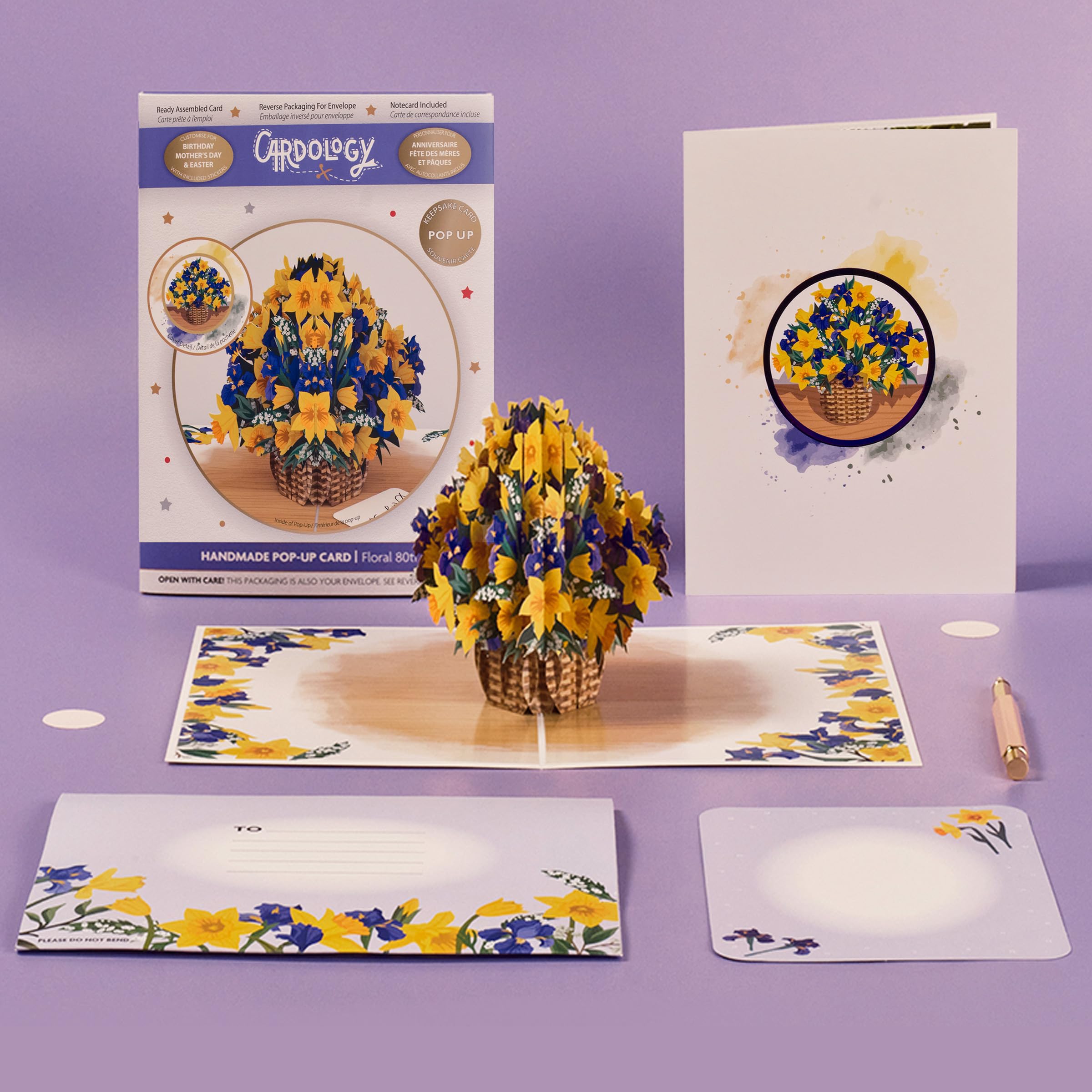 Cardology 3D-Rosenstrauß-Pop-up-Karte – Handgefertigt, 15x20 Cm, Mit Separater Notizkarte Für Valentinstag, Muttertag & Mehr
