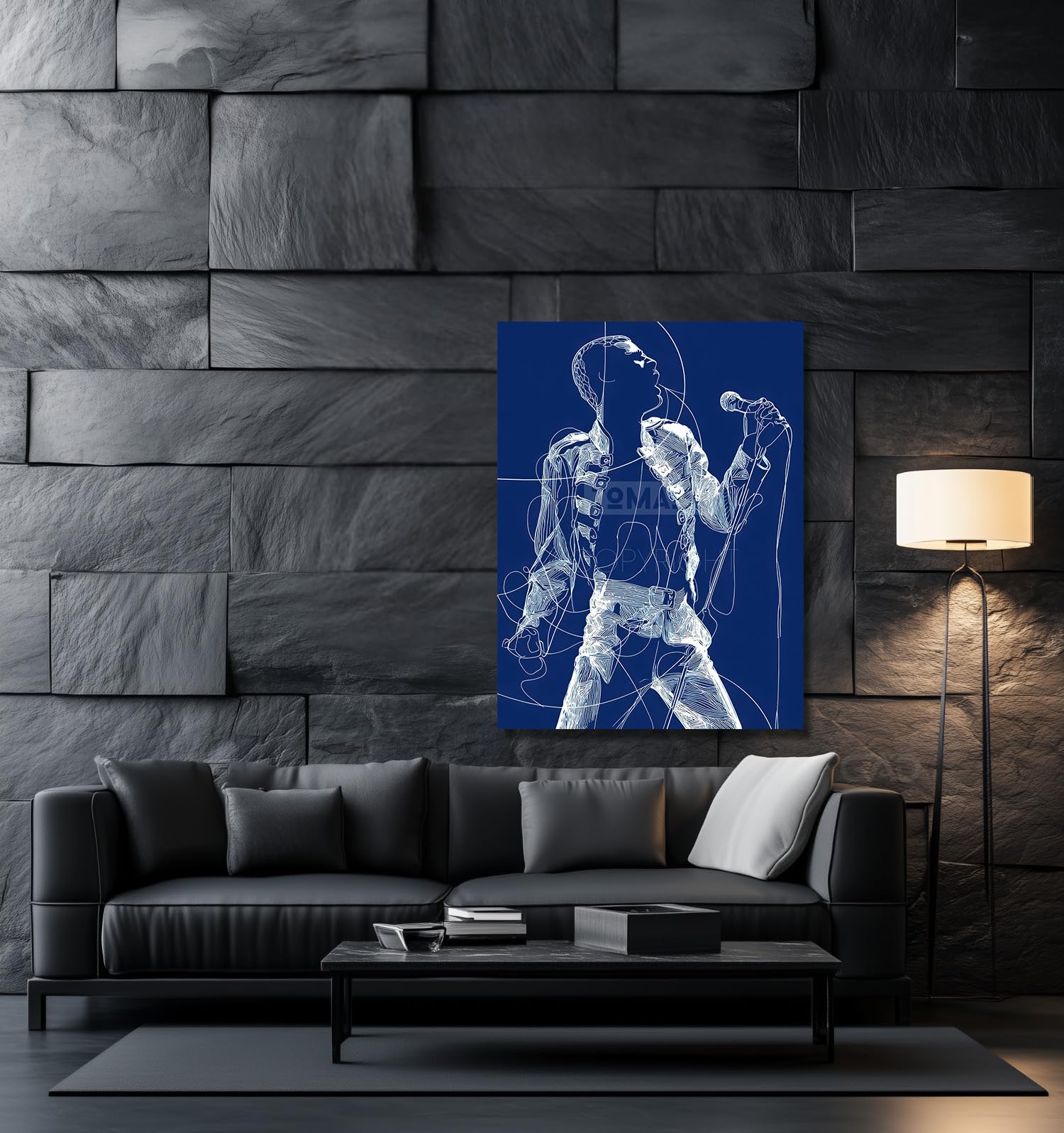 Tomaok® - Poster Stampa poster d'arte (cornice non fornita) Freddie Mercury star rock della band Queen, decorazione interna, disegno a tratto continuo, linee
