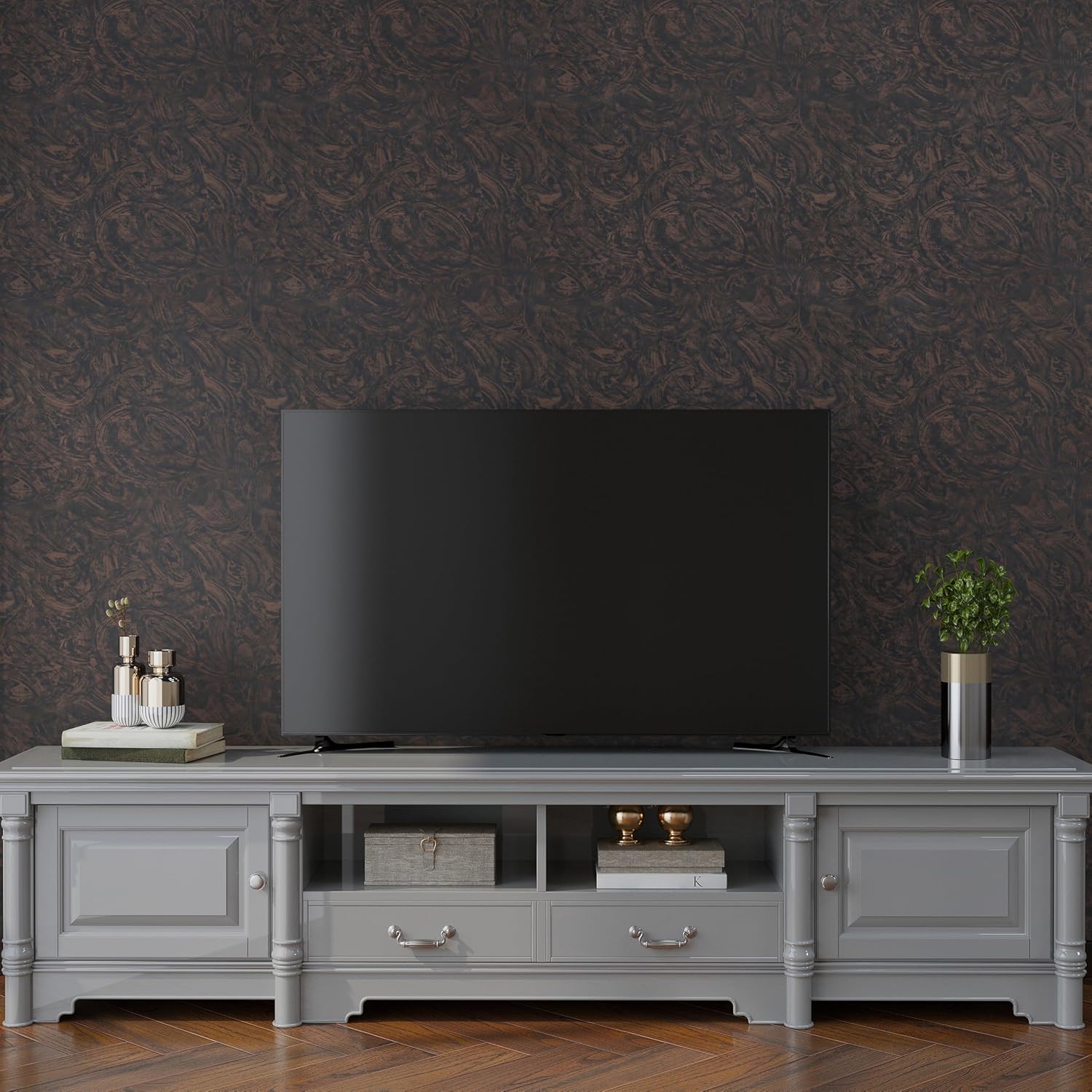 VaryPaper 32''x354'' Large Size Black Brown Concrete Wallpaper Industrial Concrete Contact Paper for Walls Removable Self Adhesive Cement Wallpaper Waterproof Limewash Wall Paper for Bedroom Bathroom