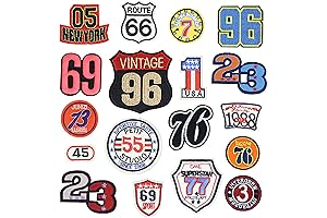 Embroidery Letters Patches Route 66 Sew Iron On Applique Black White Embroidered...