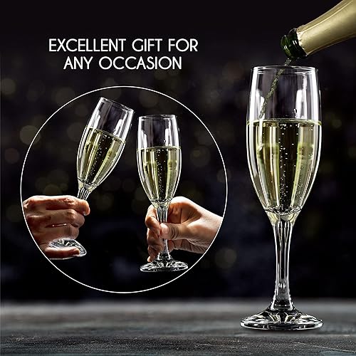 Miniatura 7 de Volarium Juego de 6 copas de champán, elegantes copas de cristal para vino espumoso, perfectas para Navidad, bodas, fiestas y cenas familiares,