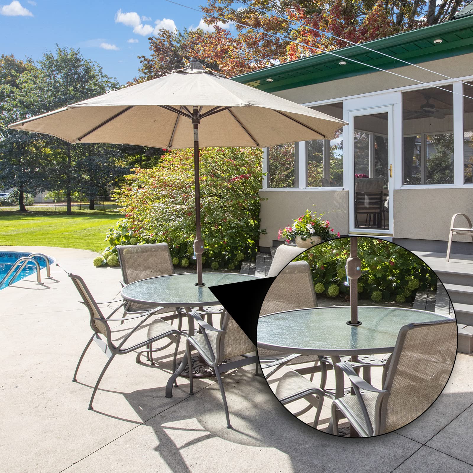 Lot De 2 Anneaux En Silicone Pour Parasol De Table - 5,1 Cm De Diamètre - Noir - Pour Terrasse, Jardin - 3