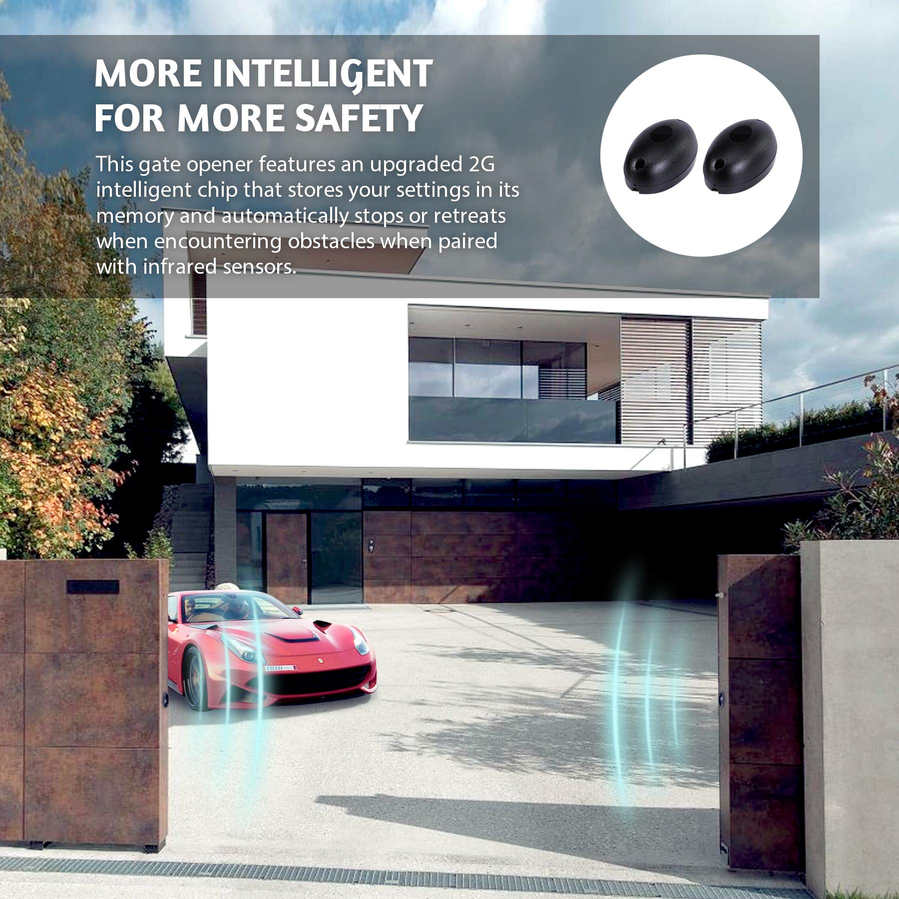 COZ Automatic Sliding Gate Opener with Backup Battery, Electric