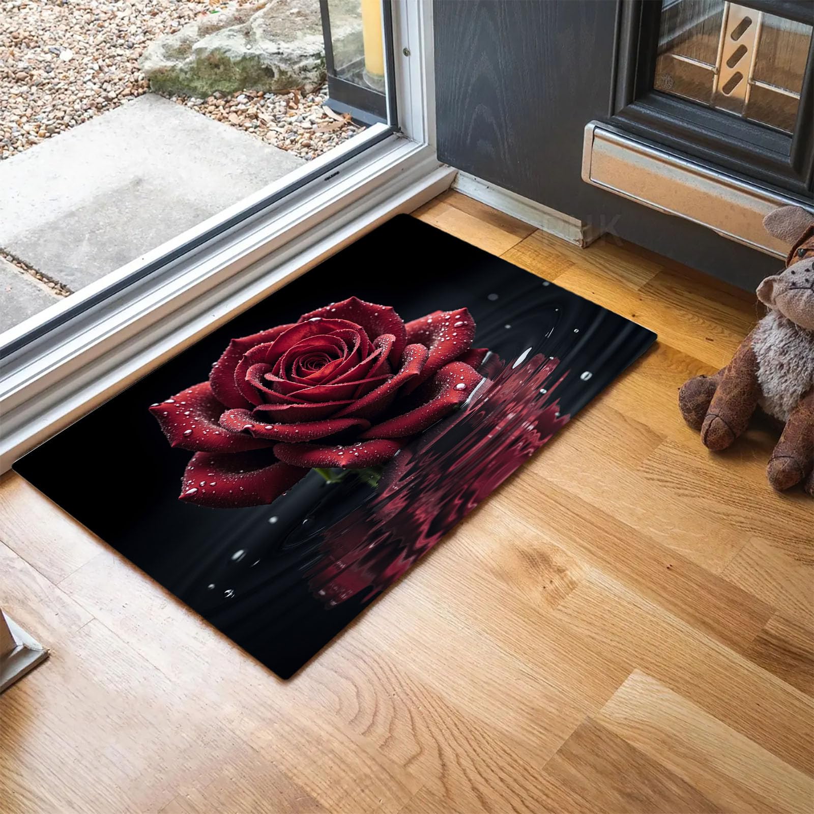 Tapis de porte résistant anti-saleté paillasson rouge foncé facile à laver