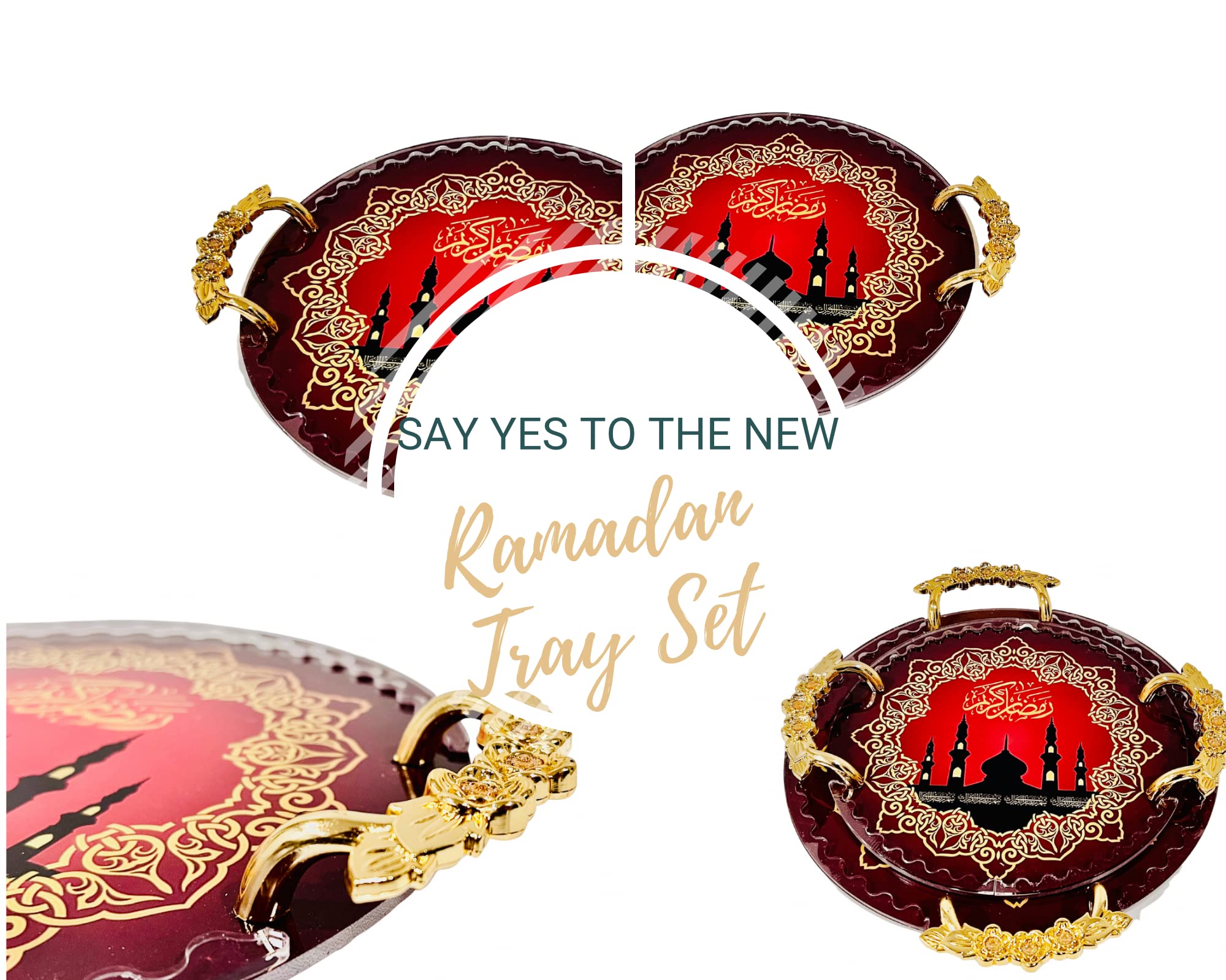 Handmade Ramadan Kareem Eid Mubarak Islamic Party Decor Tray Gift Set Candy Chocolate Dry Fruit Box Fresh Fruit Tray Dates Tray Box Muslim Decor Iftar Dinner Party Decoration (Brown w/Lid) 12