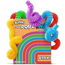 BUNMO Pop Tubes - Sensory Toys - Toddler Toys - Imaginative Play & Stimulating Creative Learning - Hours of Fun for Kids - Tons of Ways to Play - Non-Mouthable Toy 3+ - 8 Pack Small