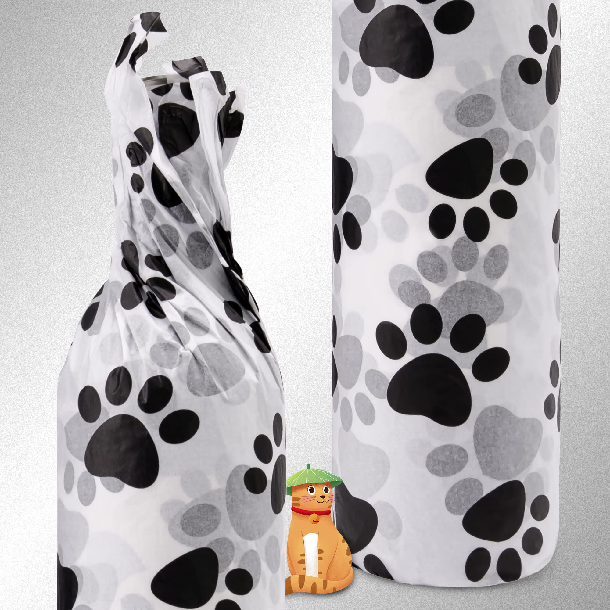 Hi Sasara Nadruk łapy psa 100, czarno-biały 50 x 35 cm bibułka, urodziny, torby na prezenty i dekoracje