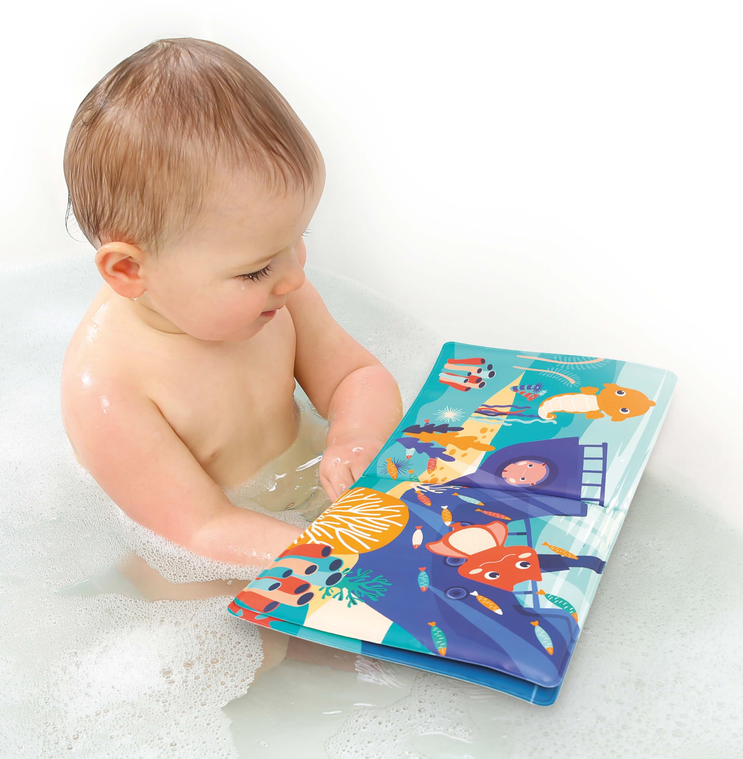 LUDI - Livre d'éveil en Plastique pour Jouer à l'heure du Bain - 5 marionnettes de Doigts : Thème Fond Marin - Facile à Nettoyer - Développe Le langage - Dès 10 Mois - 3