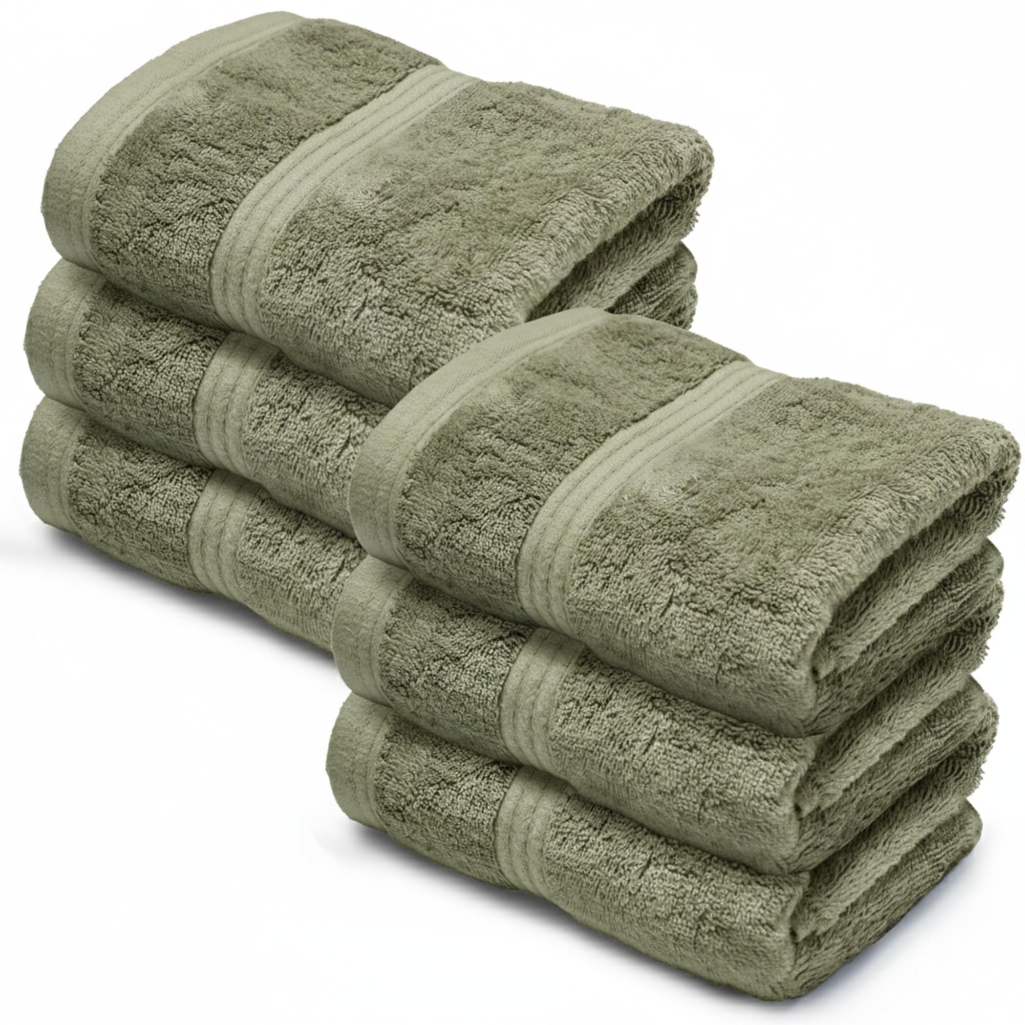 Makooz Luxurious Bamboo Face Flannels Pack of 6-700 GSM Thick Bamboo Face Cloth Towel Set- Silky Soft, Absorbent, Quick Dry Wash Cloth- Bath Flannel for Bathroom, Home, Hotel & Spa- 33X33CM Sage Green