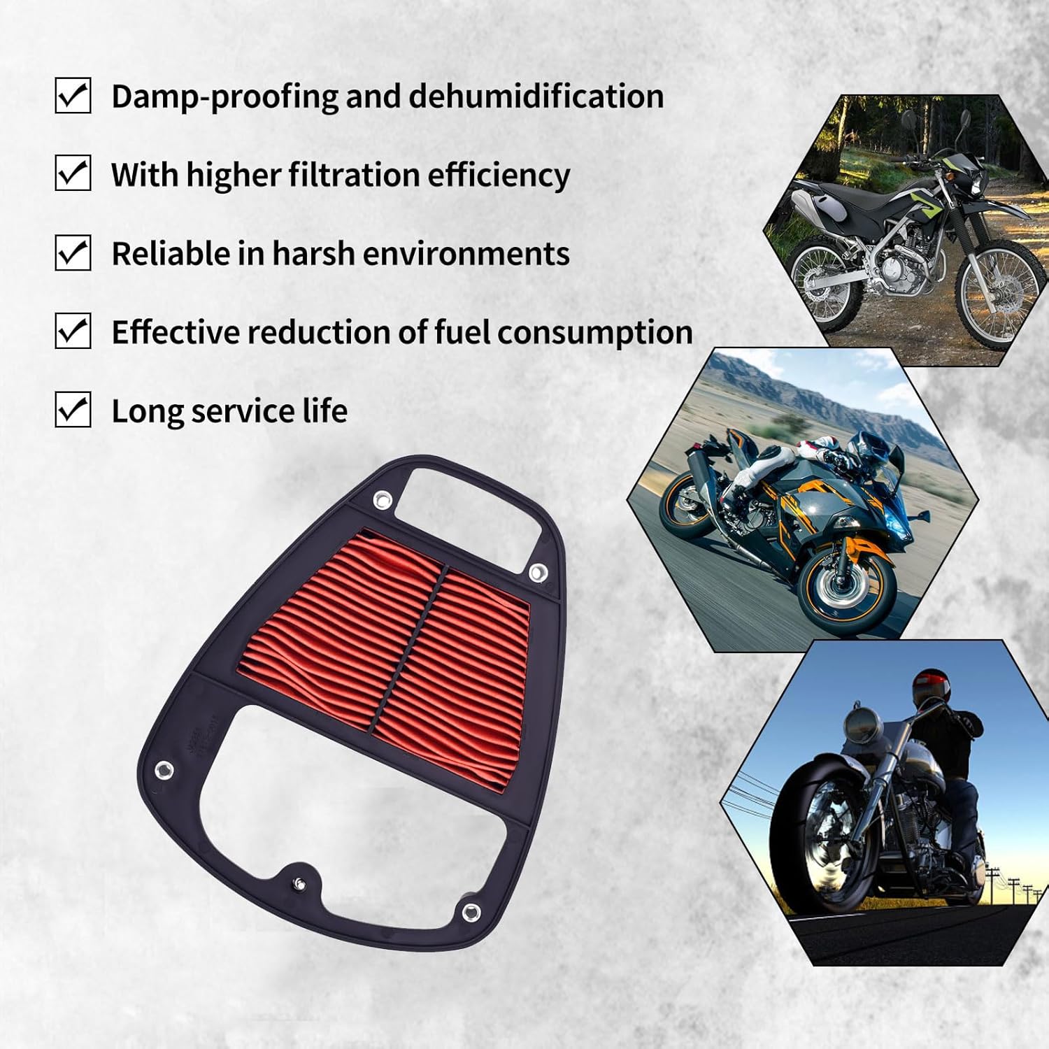 XuLong Air Filter 11013-0015 for Kawasaki VN900 Vulcan 900 Classic 2006-2023 / VN900 Vulcan 900 Classic LT 2006-2023 / VN900 Vulcan 900 Custom 2006-2023 / VN900 Classic SE Special Edition 2011-2014