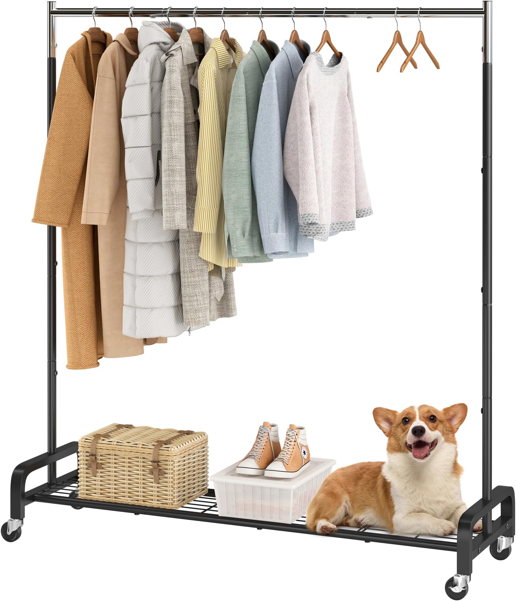 Mr IRONSTONE Clothing Rack, 59 Inches clothes rack with Bottom Shelf ...