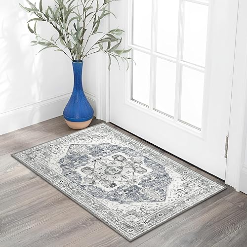 Lahome Alfombras bohemias para entrada, alfombra pequeña de cocina de 2 x 3 pies, antideslizante, lavable, tapete suave para dormitorio, tapete con