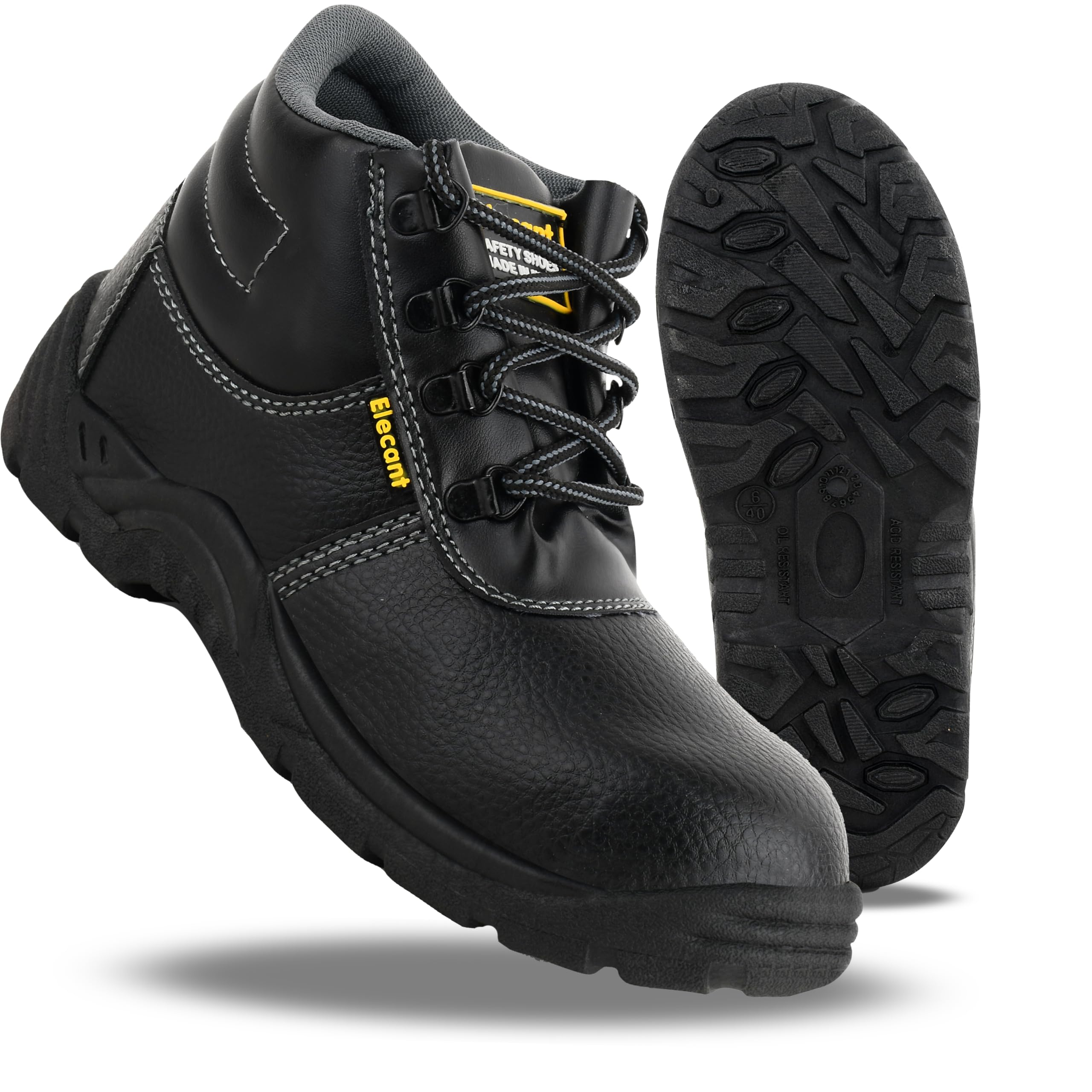 foot trends Lace-up Steel Toe Protection Shoes for Industrial Work,Construction and Factory Work ||Safety Shoes for Men (Black)-picture-0