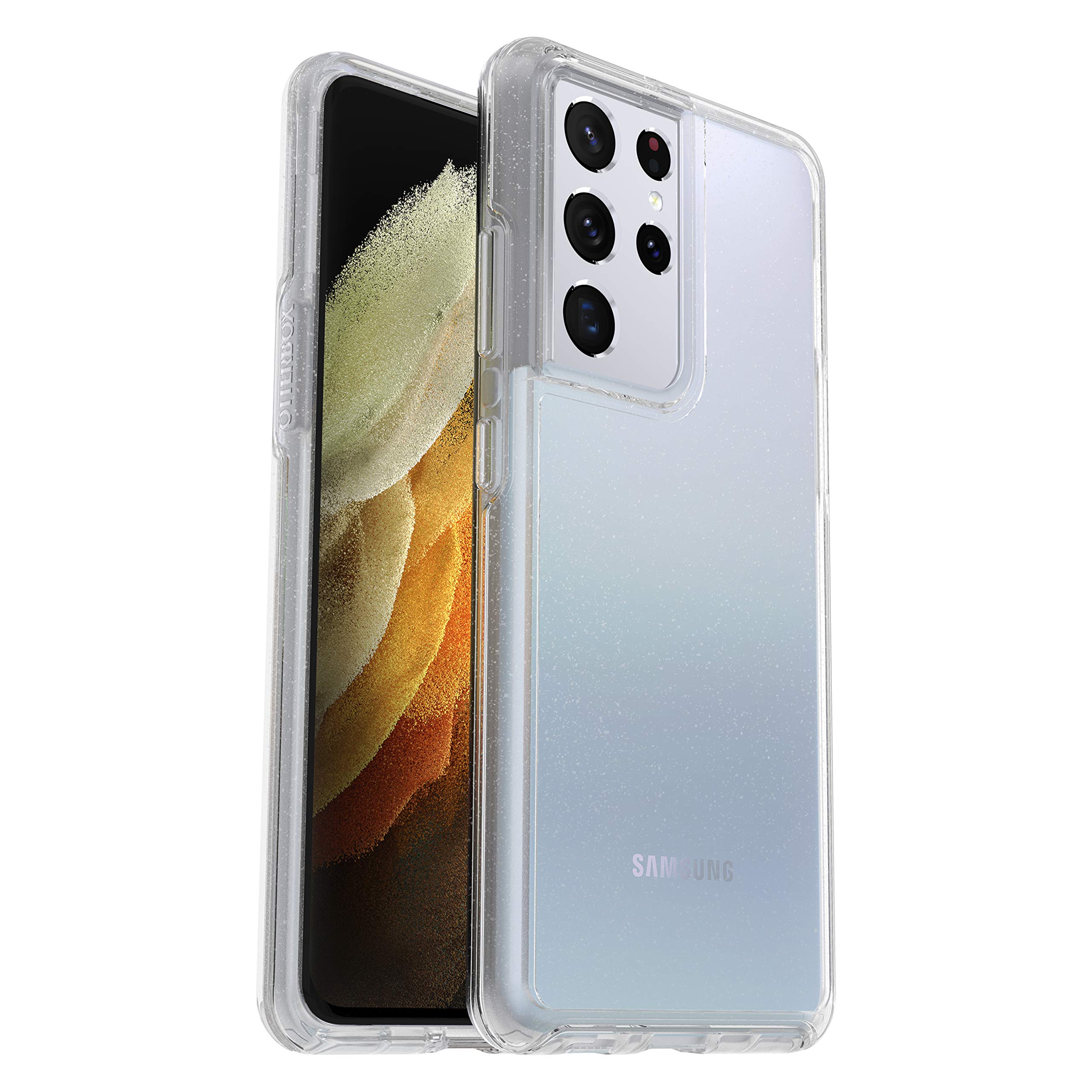 OtterBox Symmetry Clear Case for Samsung Galaxy S21 Ultra 5G, Shockproof, Drop proof, Protective Thin Case, 3x Tested to Military Standard, Antimicrobial Protection, Stardust