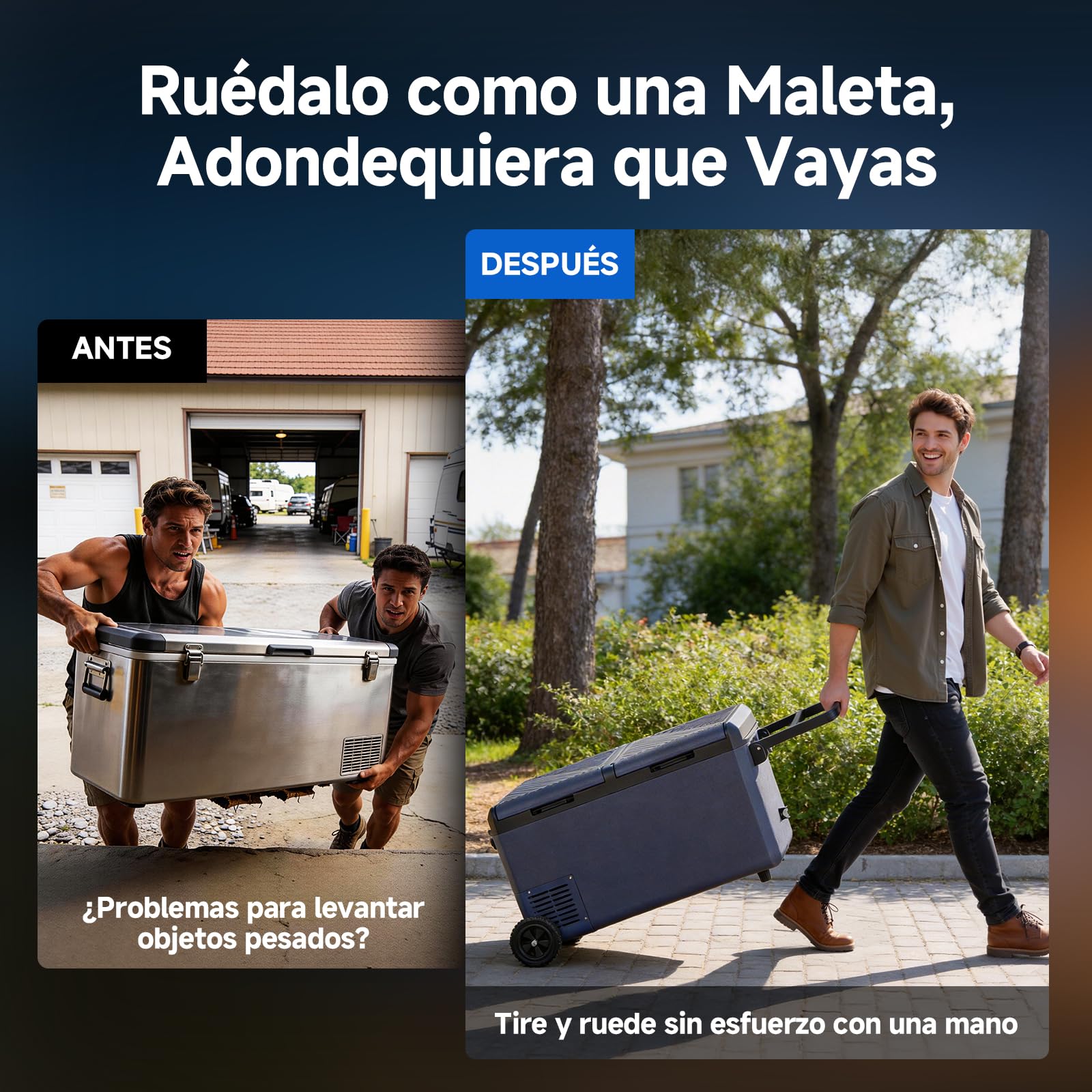 AAOBOSI Nevera Portátil 75L, Nevera 12v Compresor de Doble Zona, con Ruedas y Asa Telescópica, IPX4 Impermeable, Control por App, 12V/230V de -20°C a 20°C para Coche, Camping, Barco y Autocaravana