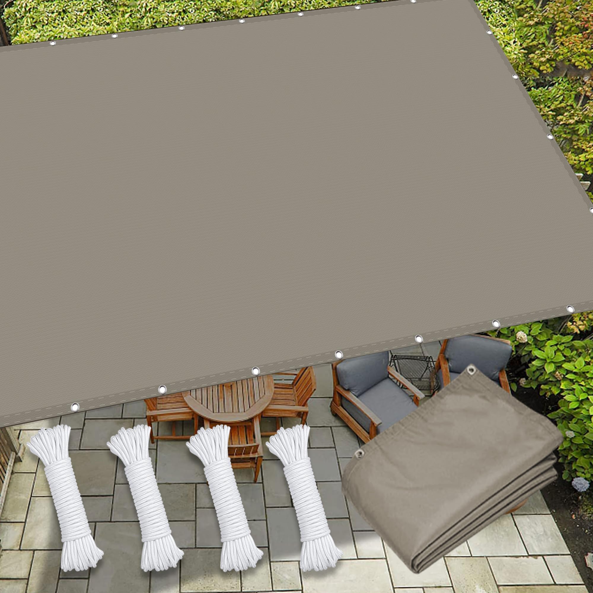 Voile d'ombrage taupe haut de gamme 1.6 x 5 m rectangulaire chic