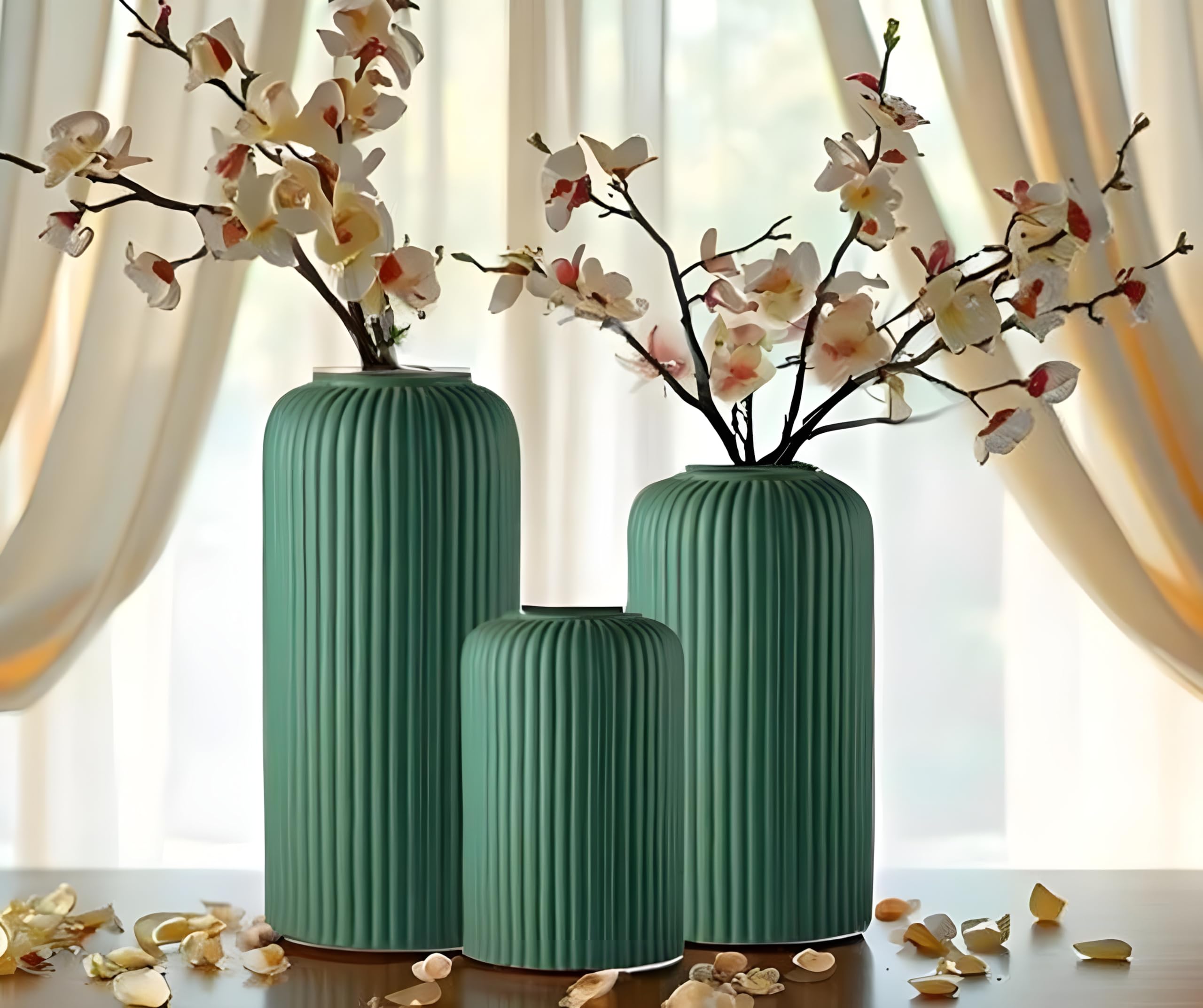 Lasaki Evelyn Deep Jungle Ceramic Vase - Set of 3 | Decorative