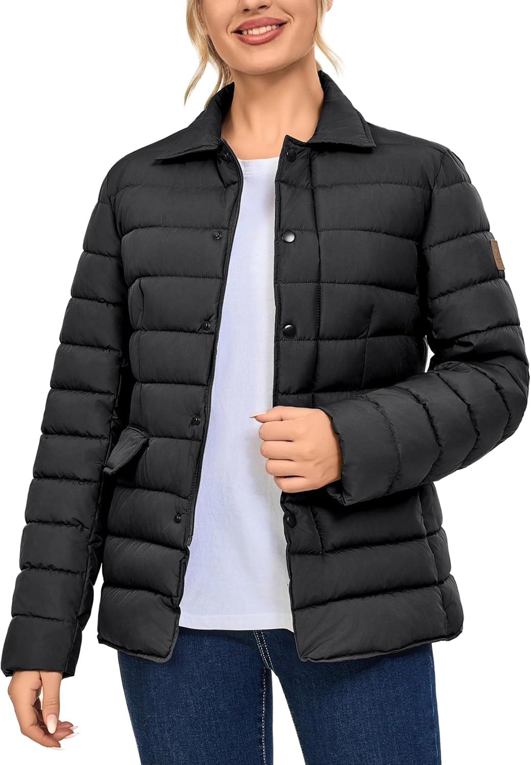 Little Donkey Andy Women's Warm Windproof Puffer Jacket Lightweight Breathable Jacket Winter Long-Sleeve Insulated Coat